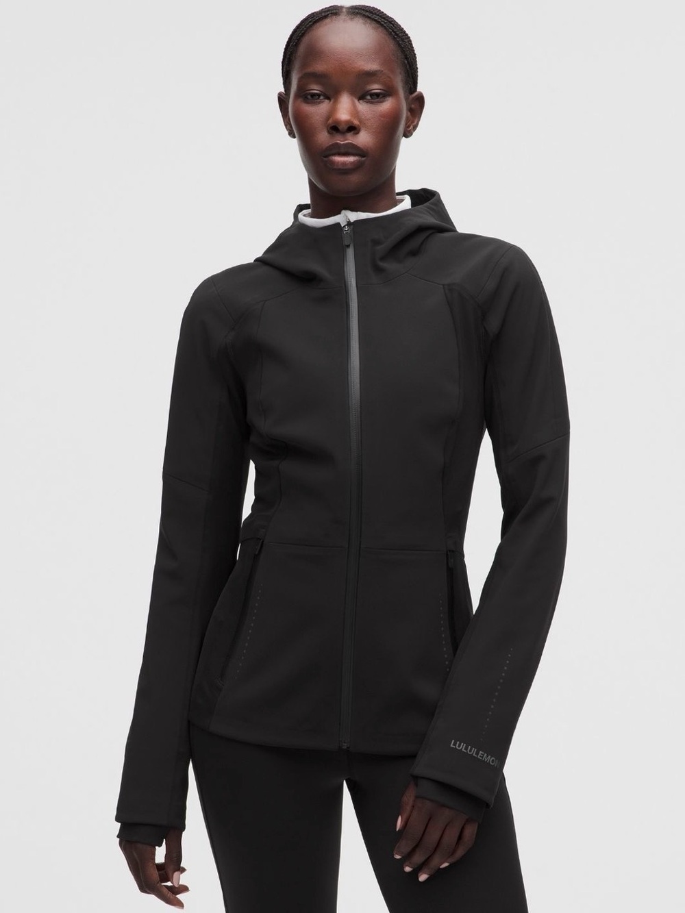 lululemon athletica Cross Chill Black Hooded Zip Jacket - size 10